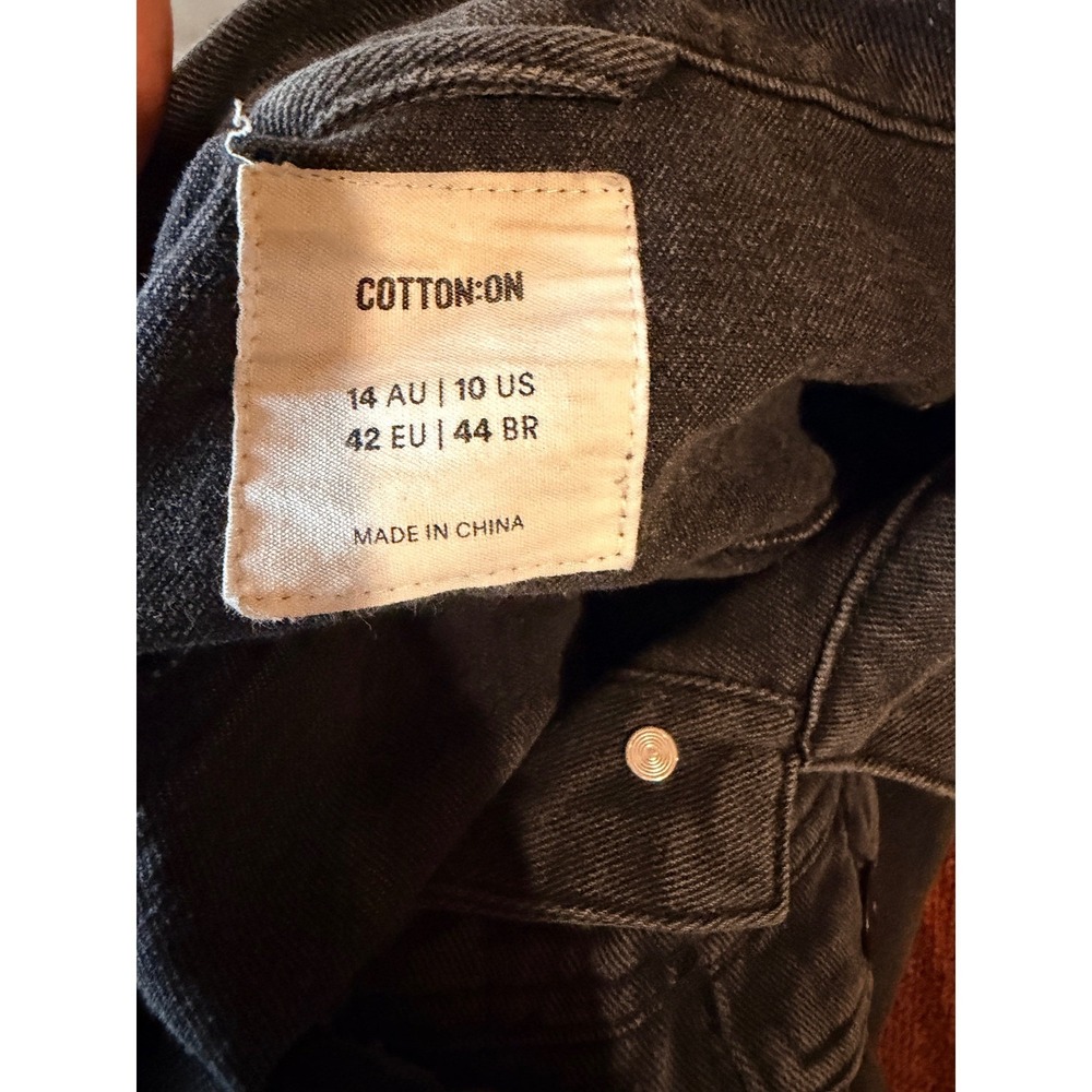 Cotton On Womens Cropped Denim Trucker Jacket Washed Black Charcoal Grey Small - Picture 12 of 12